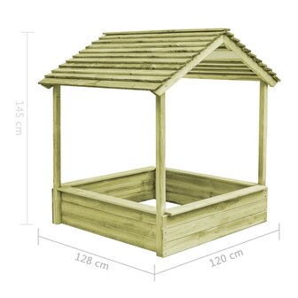 Buitenspeelhuis met zandbak 128x120x145 cm grenenhout 5