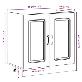Keukenkast met opslag 2 pcs Wit 80 x 46 x 81.5 cm Bewerkt hout 9