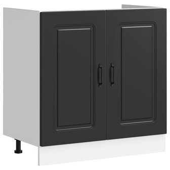 Keukenkast 2 pcs Zwart 80 x 46 x 81.5 cm Bewerkt hout 4