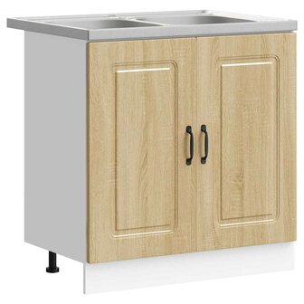 Keukenkast 2 pcs Bruin 80 x 46 x 81.5 cm Bewerkt hout 2