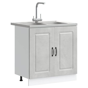 Keukenkast 2 pcs Grijs 80 x 46 x 81.5 cm Bewerkt hout 3