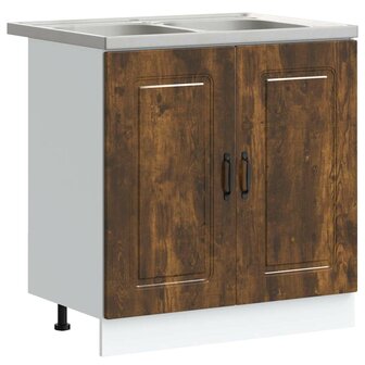 Keukenkast 2 pcs Bruin 80 x 46 x 81.5 cm Bewerkt hout 2