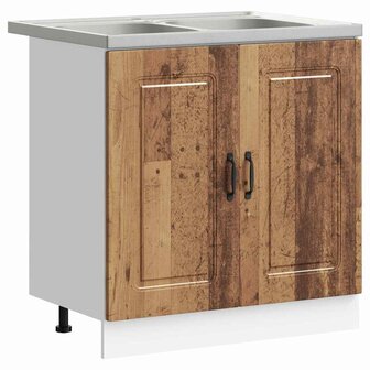 Keukenkast 2 pcs Bruin 80 x 46 x 81.5 cm Bewerkt hout 2