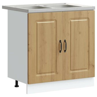 Keukenkast 2 pcs Bruin 80 x 46 x 81.5 cm Bewerkt hout 2
