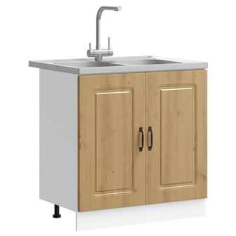 Keukenkast 2 pcs Bruin 80 x 46 x 81.5 cm Bewerkt hout 3
