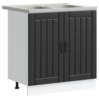 Keukenkast Lucca 2 pcs Zwart 80 x 46 x 81.5 cm Bewerkt hout 2