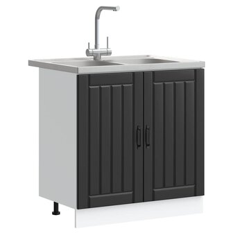 Keukenkast Lucca 2 pcs Zwart 80 x 46 x 81.5 cm Bewerkt hout 3
