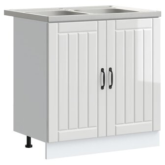 Keukenkast met opslag 2 pcs Wit 80 x 46 x 81.5 cm Bewerkt hout 2