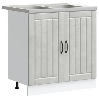 Keukenkast Lucca 2 pcs Grijs 80 x 46 x 81.5 cm Bewerkt hout 2