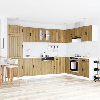 Keukenkast 2 pcs Bruin 80 x 46 x 81.5 cm Bewerkt hout 1