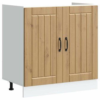 Keukenkast 2 pcs Bruin 80 x 46 x 81.5 cm Bewerkt hout 4