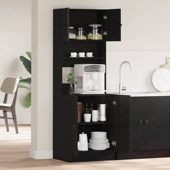 Keukenkast met plank Zwart eiken 60 x 50 x 180 cm Bewerkt hout 3