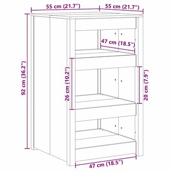 Keukenkast met plank Wit 55 x 55 x 92 cm Massief grenenhout 9