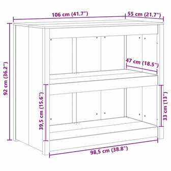 Keukenkast met plank Wit 106 x 55 x 92 cm Massief grenenhout 9