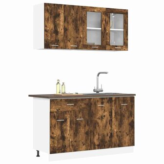Keukenkastenset met lade 4 pcs Gerookt eiken 140 x 46 x 81.5 cm 3