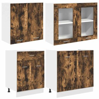 Keukenkastenset met lade 4 pcs Gerookt eiken 140 x 46 x 81.5 cm 4