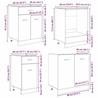 Keukenkastenset met lade 8 pcs Gerookt eiken 240 x 46 x 81.5 cm 9