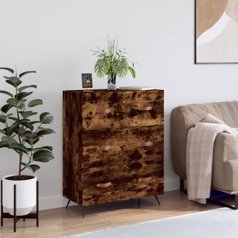 Ladekast 69,5x34x90 cm bewerkt hout gerookt eikenkleurig 1