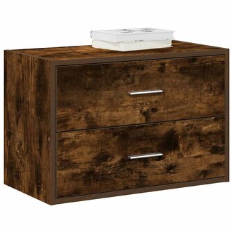 Kast met 2 lades 60x31x40 cm bewerkt hout gerookt eikenkleurig 1