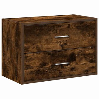 Kast met 2 lades 60x31x40 cm bewerkt hout gerookt eikenkleurig 2
