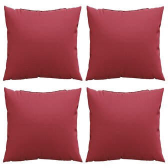 Bankkussens 4 stuks Wijnrood 40x40 cm Stof 4