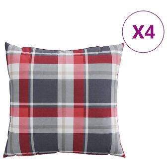Bankkussens 4 stuks Rood Geruit Patroon 50x50 cm Stof 2