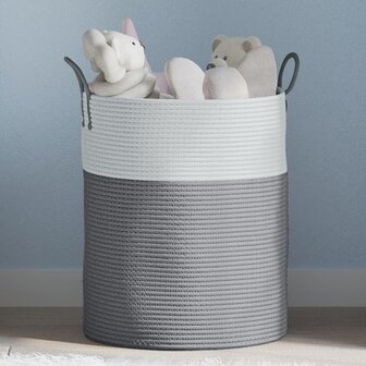 Opbergmand &Oslash; 38x46 cm katoen grijs en wit 1