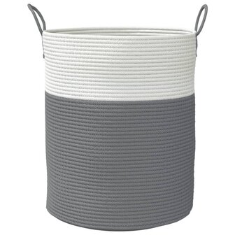 Opbergmand &Oslash; 38x46 cm katoen grijs en wit 4