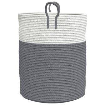 Opbergmand &Oslash; 38x46 cm katoen grijs en wit 5