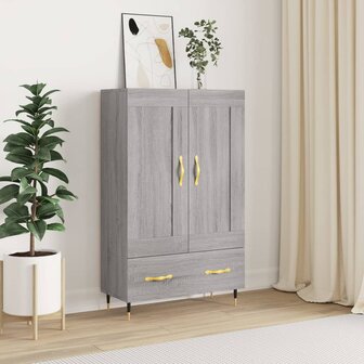 Hoge kast 69,5x31x115 cm bewerkt hout grijs sonoma eikenkleurig 1