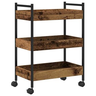 Keukentrolley 50x30x70 cm bewerkt hout oud houtkleurig 2