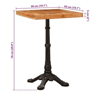 Bistrotafel Bruin 50 x 50 x 76 cm Massief acaciahout 9