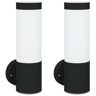 Buitenwandlampen 2 pcs Zwart 12 x 7.5 x 27 cm Roestvrij staal 2