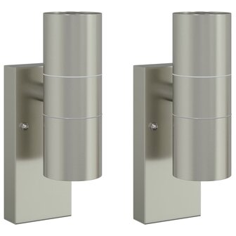 Buitenwandlampen 2 pcs Zilver 7 x 10 x 22 cm Roestvrij staal 2