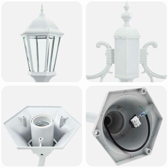 Tuin Lantaarnpaal Wit Aluminium, Glas 5