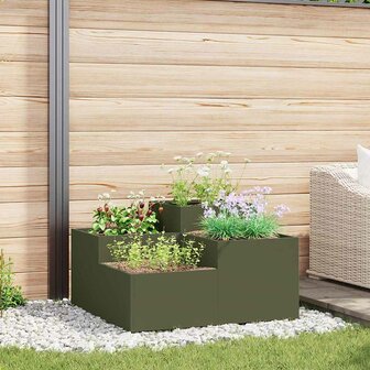 Tuin Bloempot Olijfgroen 100 x 100 x 48 cm Staal 1