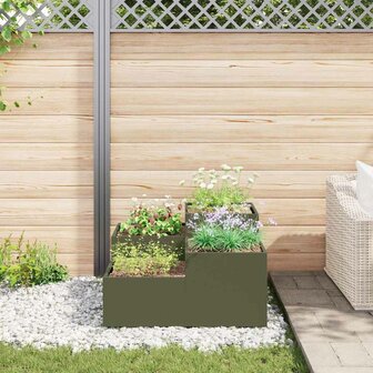 Tuin Bloempot Olijfgroen 100 x 100 x 48 cm Staal 4