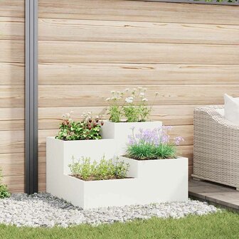 Tuin Bloempot Wit 80 x 80 x 60 cm Staal 1