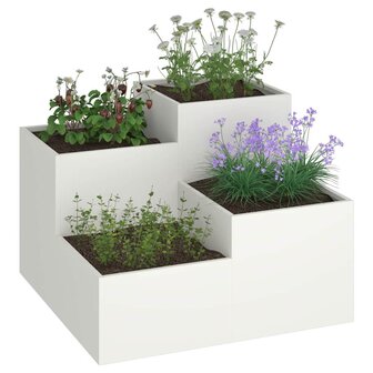 Tuin Bloempot Wit 80 x 80 x 60 cm Staal 3
