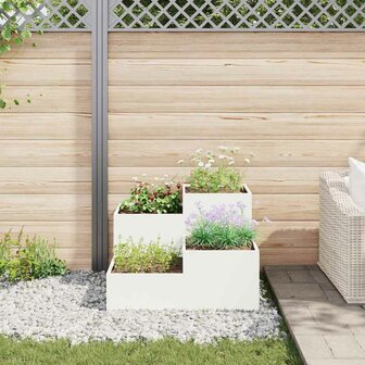 Tuin Bloempot Wit 80 x 80 x 60 cm Staal 4