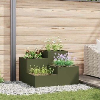 Tuin Bloempot Olijfgroen 80 x 80 x 60 cm Staal 1