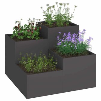 Tuin Bloempot Zwart 100 x 100 x 60 cm Staal 3