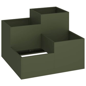 Tuin Bloempot Olijfgroen 100 x 100 x 60 cm Staal 2
