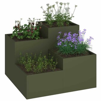 Tuin Bloempot Olijfgroen 100 x 100 x 60 cm Staal 3