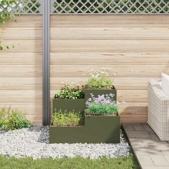 Tuin Bloempot Olijfgroen 100 x 100 x 60 cm Staal 4