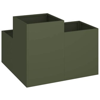 Tuin Bloempot Olijfgroen 100 x 100 x 60 cm Staal 5