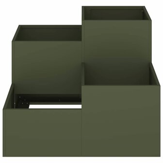 Tuin Bloempot Olijfgroen 100 x 100 x 60 cm Staal 6