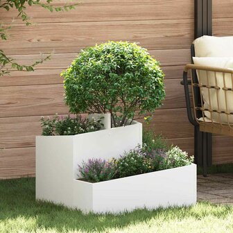 Tuin Bloempot Wit 60 x 60 x 50 cm Staal 1