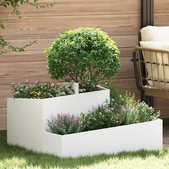 Tuin Bloempot Wit 80 x 80 x 50 cm Koudgewalst staal 1