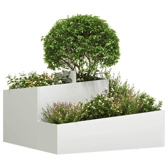 Tuin Bloempot Wit 80 x 80 x 50 cm Koudgewalst staal 3